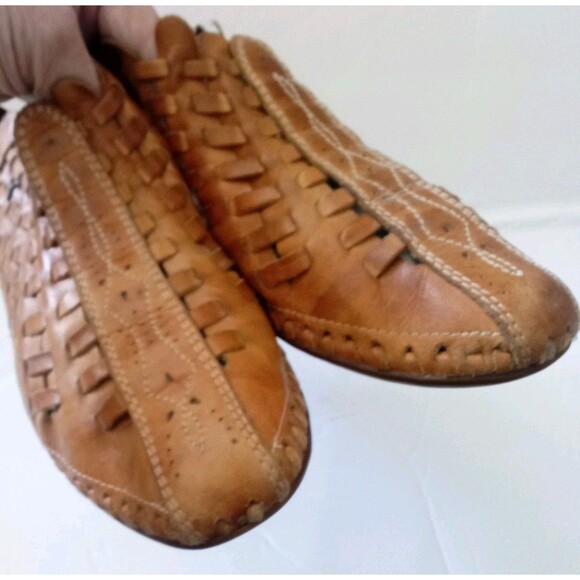 Pikolinos Women's Woven Leather Heeled Slingback Sandals Tan Size 38 US 7.5-8 - Picture 5 of 5